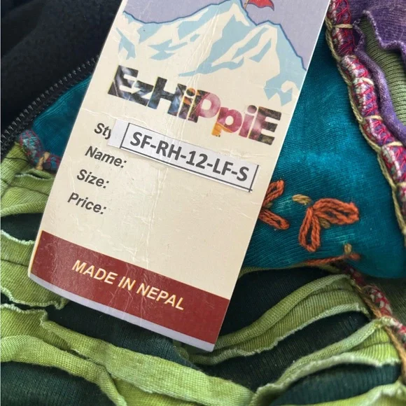 EzHippie Womens Size Small Patchwork Long Sweater Jacket Multi-Color Fully Lined - Picture 8 of 10